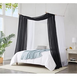 Warm Home Designs Cortinas con Dosel de Cama Negro en Tamaño de 140 cm x 549 cm. Las Cortinas de Cama con Dosel Funcionan como Dosel para Niños o para
