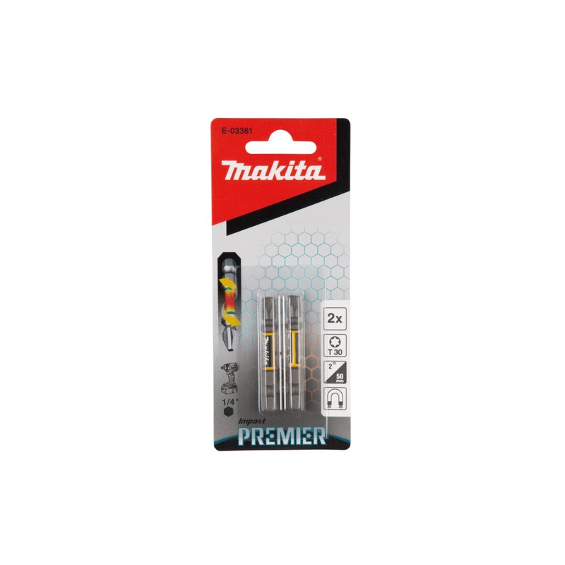 Makita E-03361 Impact Premier Torsion Bit T30 50 mm (Pack