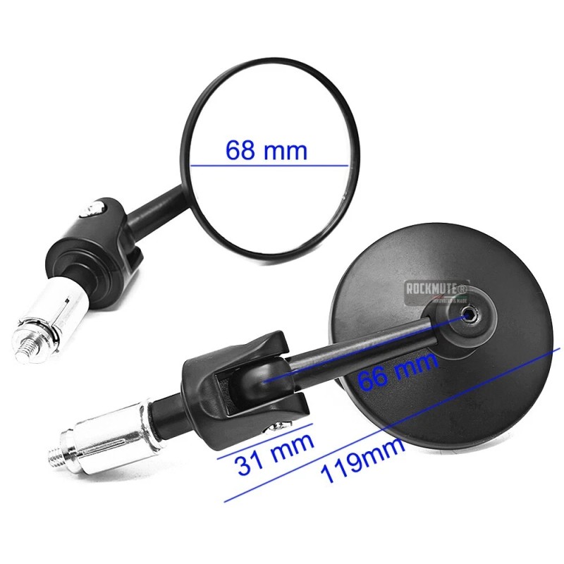 RockMute For SCRAMBLER 900 1200 Handlebar Bar End Mirror Rear
