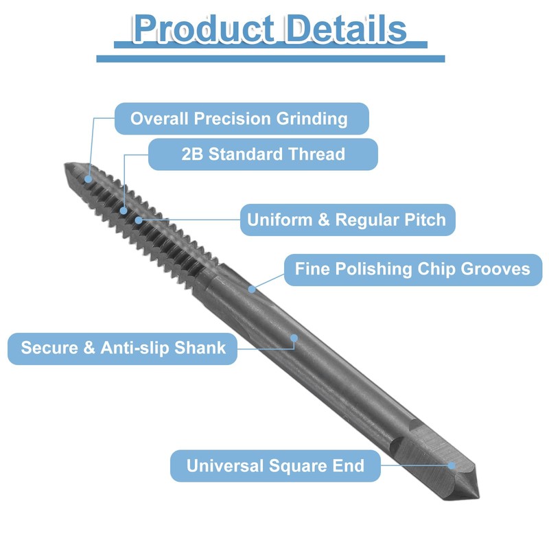 sourcing map Straight Flute Screw Taps 3/16-24 UNC 2B Thread