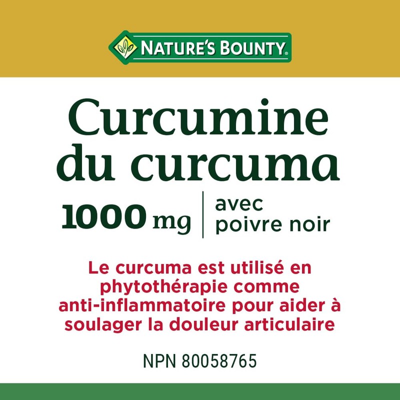 Nature's Bounty Turmeric Curcumin 1000mg Plus Black Pepper, 90 Capsules