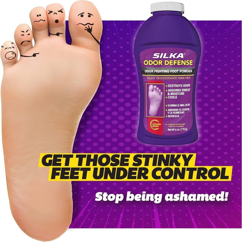 Silka Odor Fighting Foot Powder & Shoe Deodorizer Talc &