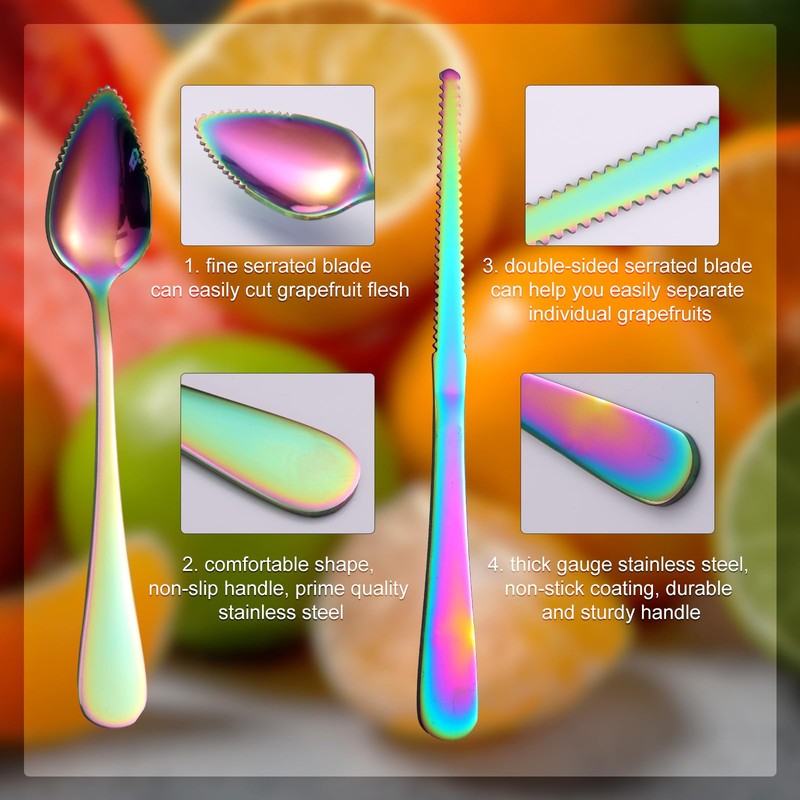 3pcs Serrated Grapefruit Spoons and Knife Set, Stainless Steel Grapefruit