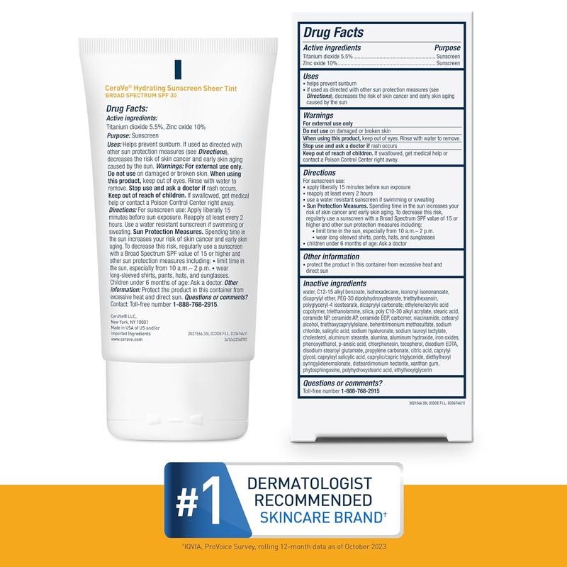 CeraVe Sheer Tint Hydrating Mineral Sunscreen SPF 30:_Medium