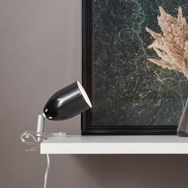 Lightbox Retro LED Clamp Lamp with Swivelling Head and Rocker Switch - Black - Includes LED - Adjustable Table Spotlight - 11 x 17 cm - Includes Replaceable LED - 300 lm, 3000 K - Metal / Plastic