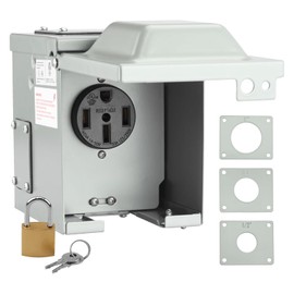 RVMATE RV/EV 50 Amp 125/250 Volt Power Outlet Box, Waterproof Lockable Enclosed Power Panel, 14-50R Receptacle, for RV Camper Travel Trailer Electric Car, ETL Listed
