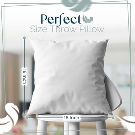 BLUSPEAR Set of 4, 16x16 Pillow Inserts | Machine Washable, Virgin Hollow Fiber White Throw Pillows for Couch and Bed | Decorative Throw Pillow Insert for Couch and Living Room - Hypoallergenic