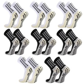 Ukontagood 8 Pack Men's Soccer Socks Anti Slip Non-Slip Grip Pads for Football Basketball Sports Grip Soccer Socks