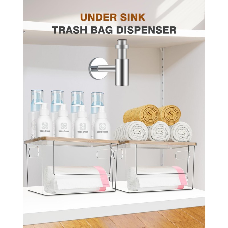 Trash Bag Dispenser 2 Pack, Acrylic Garbage Bags Dispenser with