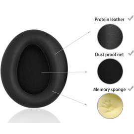 Replacement Ear Pads Compatible with Sony MDR-10RBT MDR-10RNC MDR-10R Headphones, Akkiv Replacement Ear Pads Made of Protein Leather and Memory Foam (Black)