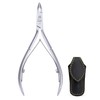 GERMANIKURE Professional Cuticle Nipper in Leather Case, Double Sharpened, Single