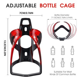 West Biking Bike Water Bottle Holder Ultra-Light Durable PC Bicycle Bottle Cages with Screws Tool, Easy Installation Bike Cup Holder for Road MTB Bikes Outdoor Cycling (Black-Black red)