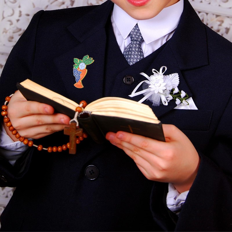 Riceshoot 12 Pcs First Communion Lapel Pin 1 Inch Gold