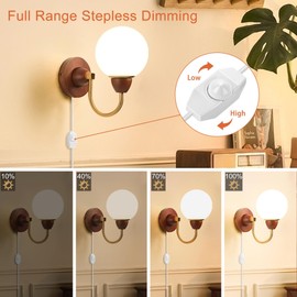 Extension Cord with Rotary Dimmer Switch, 6 Feet Power Cord Plug Cable, Compatible with Dimmable LED, Halogen & Incandescent Bulbs, UL Listed, 120V 150W Max