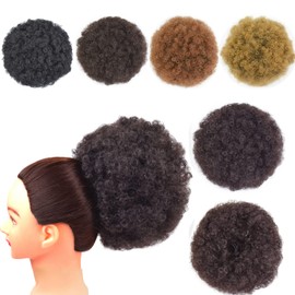 Afro Puff Drawstring Ponytail Extension Short Synthetic Afro Kinky Curly Puff Ponytail for Natural Hair Clip On Kinky Drawstring Curly Ponytail Bun Hairpieces (X-Large,2#)