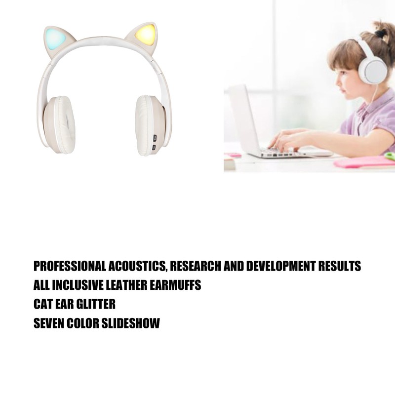 LXB39A Cat Ear Bluetooth Headset Cute Adjustable Bass Portable Wireless