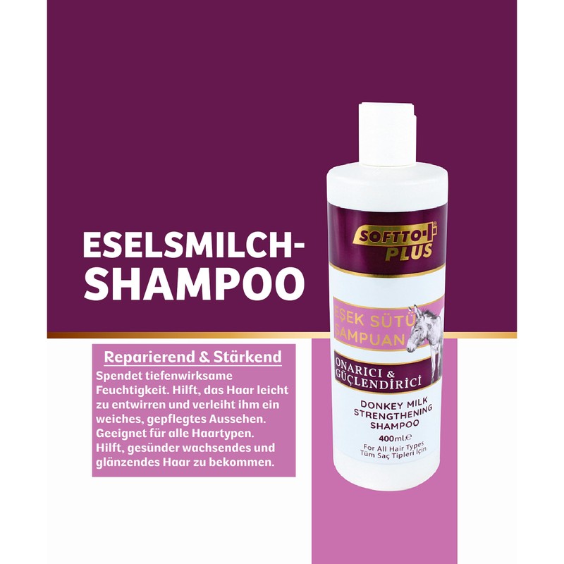 Softto+Plus Eselsmilch-Shampoo – Reparatur, Feuchtigkeit & Glanz für jedes Haar