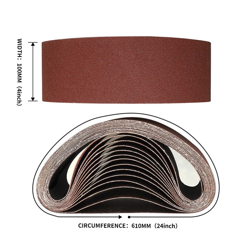 Sruhrak 100X610mm Abrasive Sanding Belt Set - 8 Pack 40