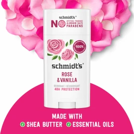 Schmidt's Aluminum-Free Vegan Deodorant Rose & Vanilla with 24 Hour Odor Protection 2 Count for Women and Men, Natural Ingredients, Cruelty-Free, 2.65 oz