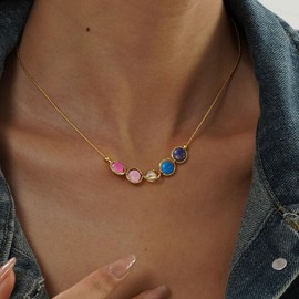 Nymerianoble Gold Libra Zodiac Necklace for Teen Girls Birthday Gifts Hordscope Gift Natural Stone Necklaces Healing Crystal Necklace Libra Crystal Jewelry Beaded Necklaces for Women Wife Mom Gifts