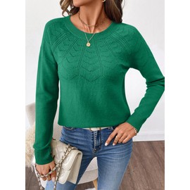 SHEWIN Fall Tops for Women 2025 Casual Crewneck Sweaters for Women Lightweight Womens Long Sleeve Tops Pullover Womens Fall Fashion 2025, Dark Green, XL