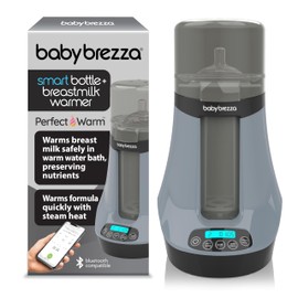 Baby Brezza Safe & Smart Electric Baby Bottle Warmer, Breastmilk Warmer + Baby Food Warmer + Defroster - Universal Warmer Fits All Feeding Bottles: Glass + Plastic – Wireless Bluetooth Control, Slate