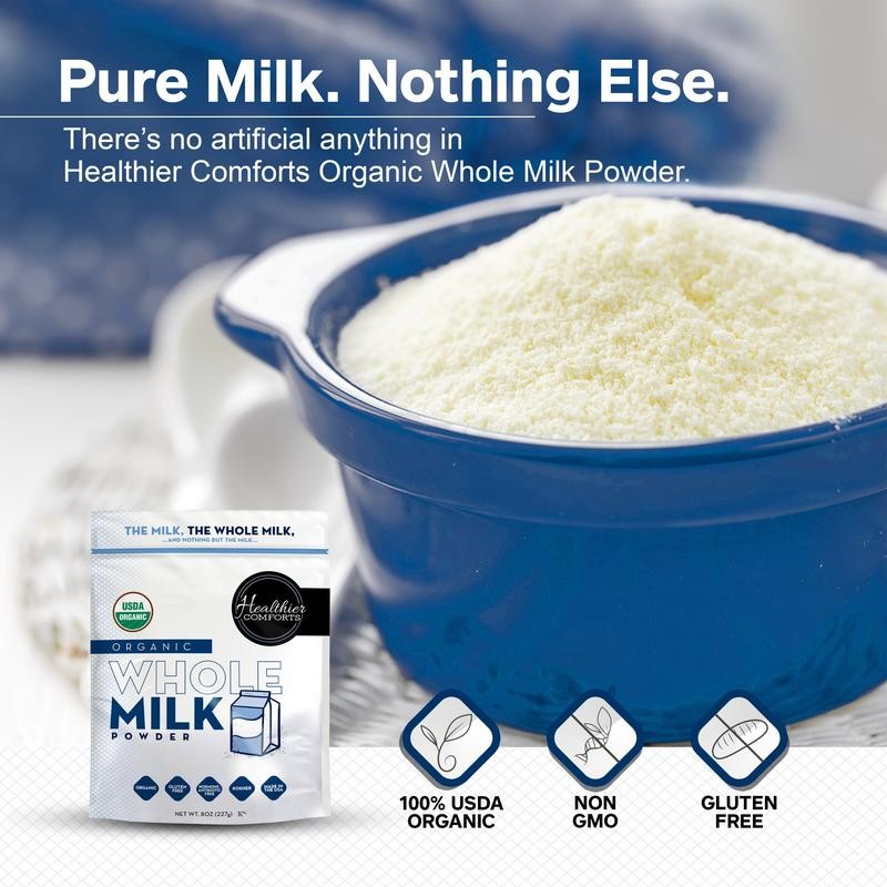 HEALTHIER COMFORTS Organic Whole Milk Powder - Size: 21 oz