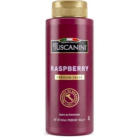 Tuscanini Italian Premium Raspberry Sauce,10.6 oz | Made in Italy | Gourmet Fruit Syrup for Cheesecake, Plating, Cocktails & Mocktails | Squeeze Bottle | Natural Colors