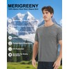 MERIGREENY Men's 100% Merino Wool T-Shirt, Crew Neck Lightweight Undershirt