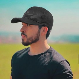 Initlove Men Baseball Cap Camouflage Jacquard Outdoor Hat for Women Black Mesh