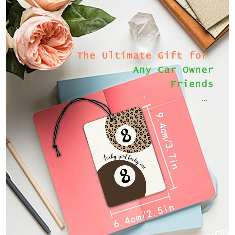 Retro Leopard Bows Car Air Freshener 4Pcs, Lucky 8 Ball