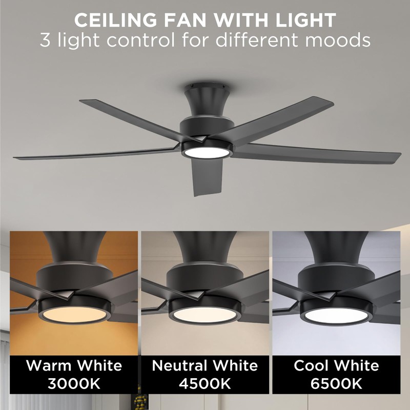 ocioc 52 inch Ceiling Fans with Lights, Large Air Volume