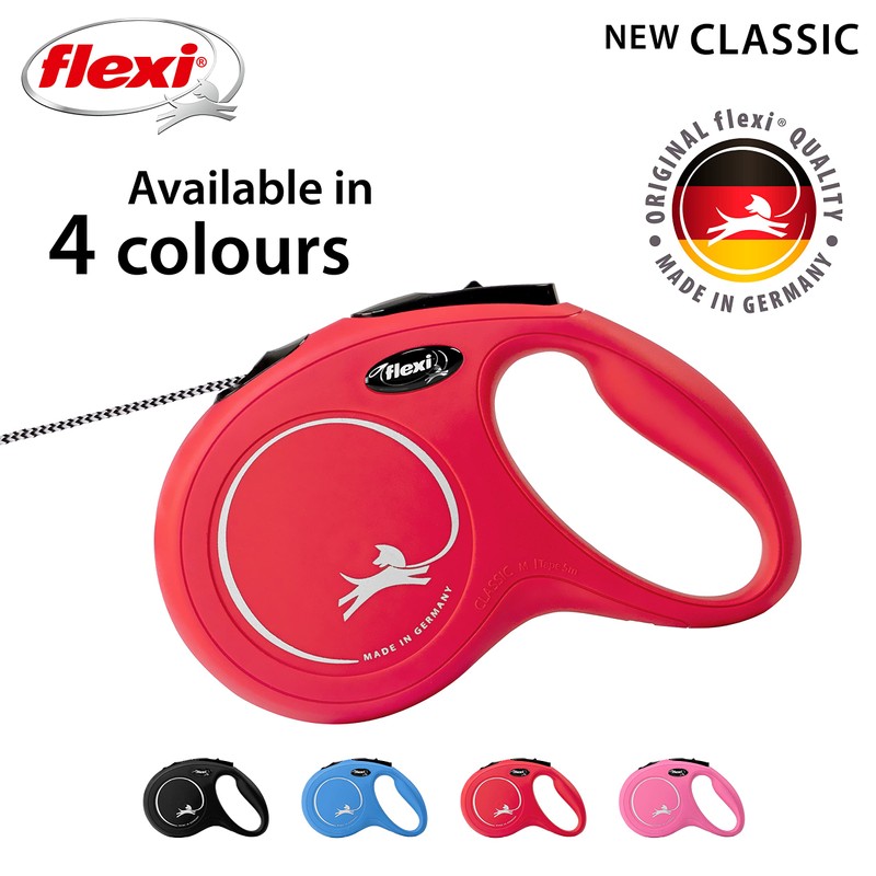 Flexi New Classic Cord Red Medium 5m Retractable Dog Leash/Lead