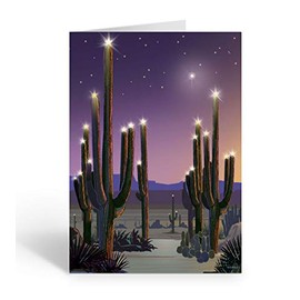 Festive Saguaro Christmas Card - 18 Western Cards & 19 Envelopes - Arizona SouthwestCards (Standard)