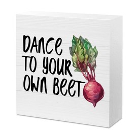Funny Farmhouse Kitchen Decor - Dance To Your Own Beet Sign, Cute Vegetable Themed Kitchen Decorations 5 X 5 Inch