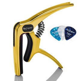 Leo Jaymz Heavy Duty Guitar Capo for Acoustic/Electric Guitars, Guitar Clip made of Zinc Alloy Metal, Guitar Clamp for Bass Classical Guitar, Ukulele, Mandolin,Banjo (Gold)