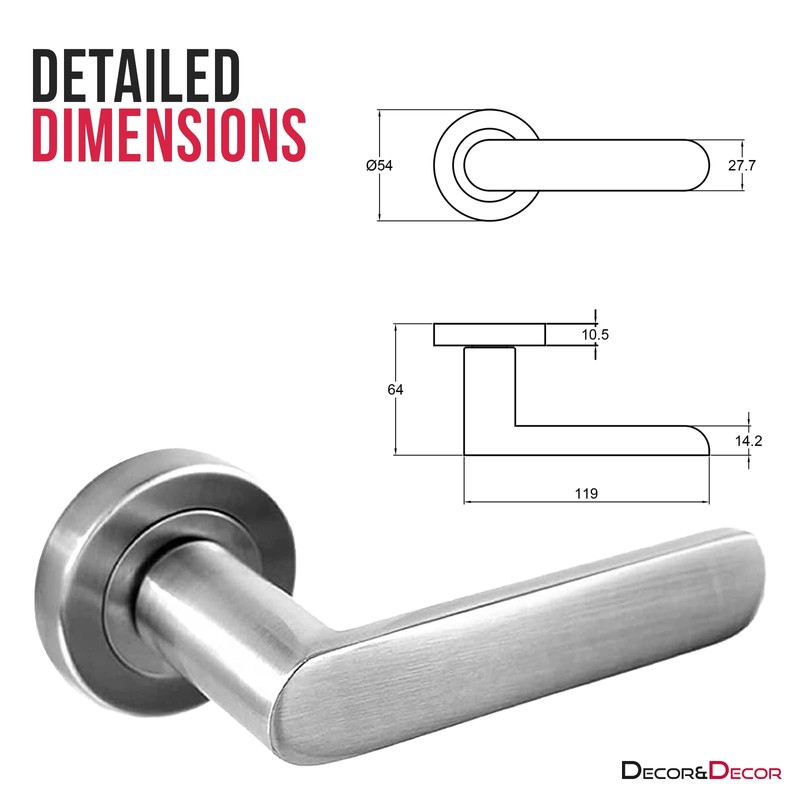 Decoranddecor Echo Satin Nickel Door Lever Handles - 54mm Round