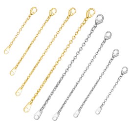 EASONGEE 8pcs Necklace Extender, Jewelry Extension Chains, Bracelet Extension Chains, Necklace Chain Extender, Alloy Jewelry Extenders for Necklace Bracelet Anklet, 2/3/4/6inch, (Gold & Silver)