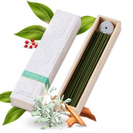 Hasegawa Hyakurakuko Premium Japanese Sandalwood Incense - Long Type, 40 Sticks with Aluminum Holder, 20-30 Min Burn Time, Made in Japan 線香 百楽香 (White Sage)