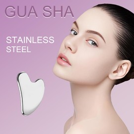 Gua Sha Stainless Steel, Gua Sha Facial Tool, Smooth Durable Metal Guasha Tool for Face Body Reduce Puffiness - Massage Scraper Heart Shape Gift