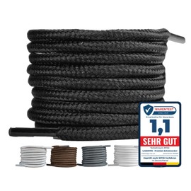 LaceHype 2 Pairs – Premium Round Shoelaces, Diameter 4.5 mm, Polyester, for Work Shoes, Boots, Outdoor Shoes and Sports Shoes, Tear-Resistant Shoe Laces, black