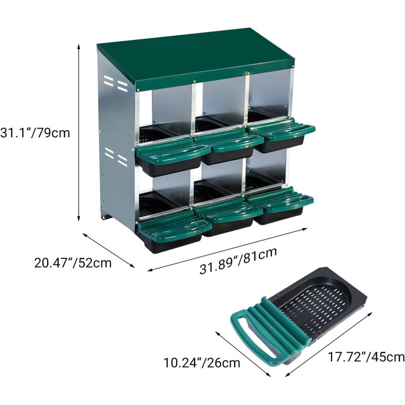 6 Hole Chicken Nesting Box Chicken Laying Box Tray for