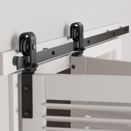 CCJH 5FT/60'' Bi-Folding Barn Door Hardware Sliding Track kit Heavy Duty for 2 Doors(No Wood Door，Hardwware Only)