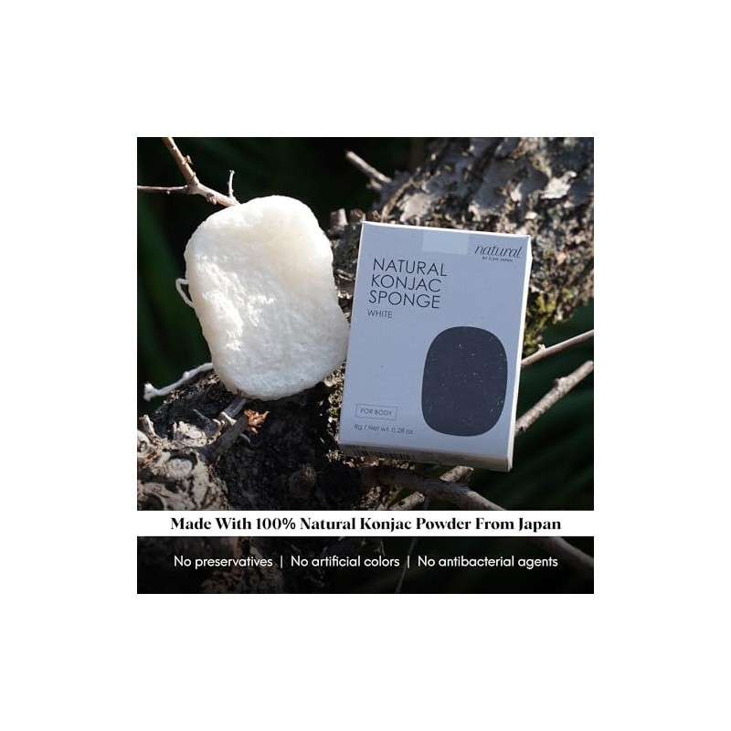 Ilem Japan Esponja Konjac Natural Cuerpo Blanca Unidad Paquete