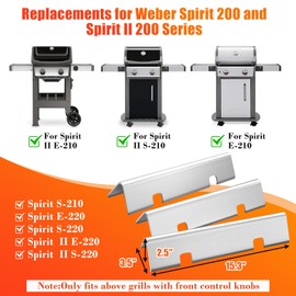 Hisencn 7635 15.3 in Flavorizer Bars for Weber Spirit I/II 200 Series - S210 E210 E220 S220 E230 S230 Grill with Front Control Knobs, Stainless Steel Heat Plate for Weber Spirit GS4 Grill Part 67045
