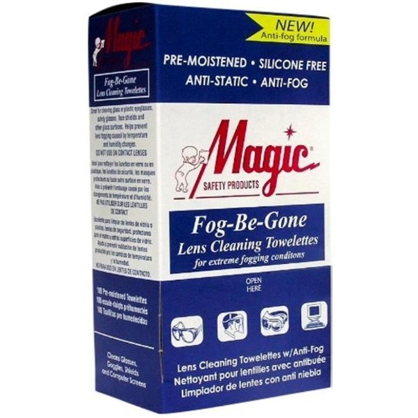 Lens Cleaning Fog-Be-Gone Towelettes 100 Per Box by Magic Safety - MS93160