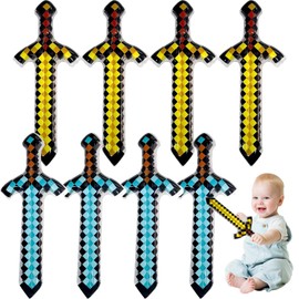 Eymobad Pack of 8 Pixel Swords, Inflatable Game Swords, Children's Inflatable Pirate Sword, Inflatable Weapon Set, Inflatable Toy Weapon Sword for Birthday Party Cosplay