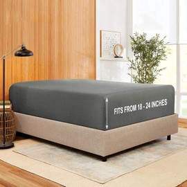 Danielco Home Products Stay Fitted Single Sheet, Fitted Sheet ONLY! Stay Fit on Mattress with Elastic Straps at Corners, Extra Deep Pocket, Fits 18-24 Inch Mattress, Cal. King – Charcoal Gray