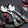 YIHOR Premium 7.24" European Soup Spoons, Stainless Steel creative colorful