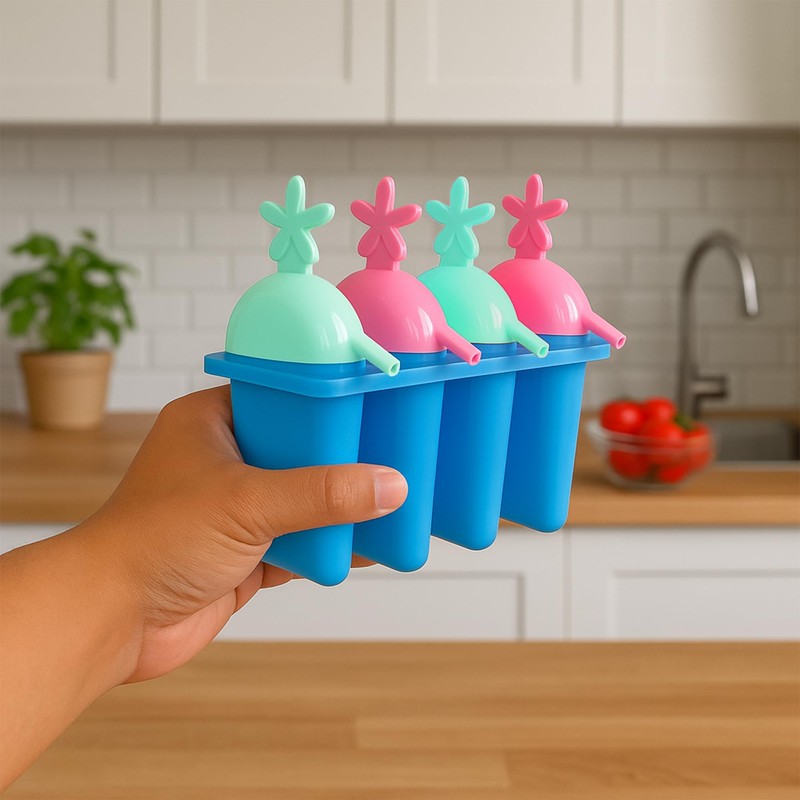 Ice Lolly Moulds, Healthy Refreshing Fruit Treat Maker with Sticks